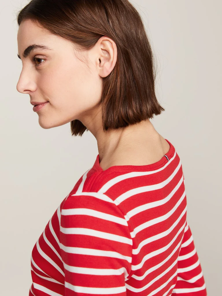 Tommy Hilfiger Naisten Paita, NEW CODY SLIM BOAT-NK Raidallinen Punainen - Image 3