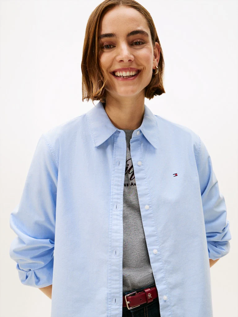 Tommy Hilfiger naisten paitapusero, OXFORD RELAXED FIT SHIRT Vaaleansininen - Image 5
