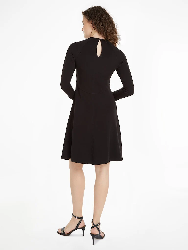 Tommy Hilfiger Naisten Pitkähihainen Trikoomekko, F&F C-NK SHINY INTERLOCK LS DRESS 99 Musta - Image 2