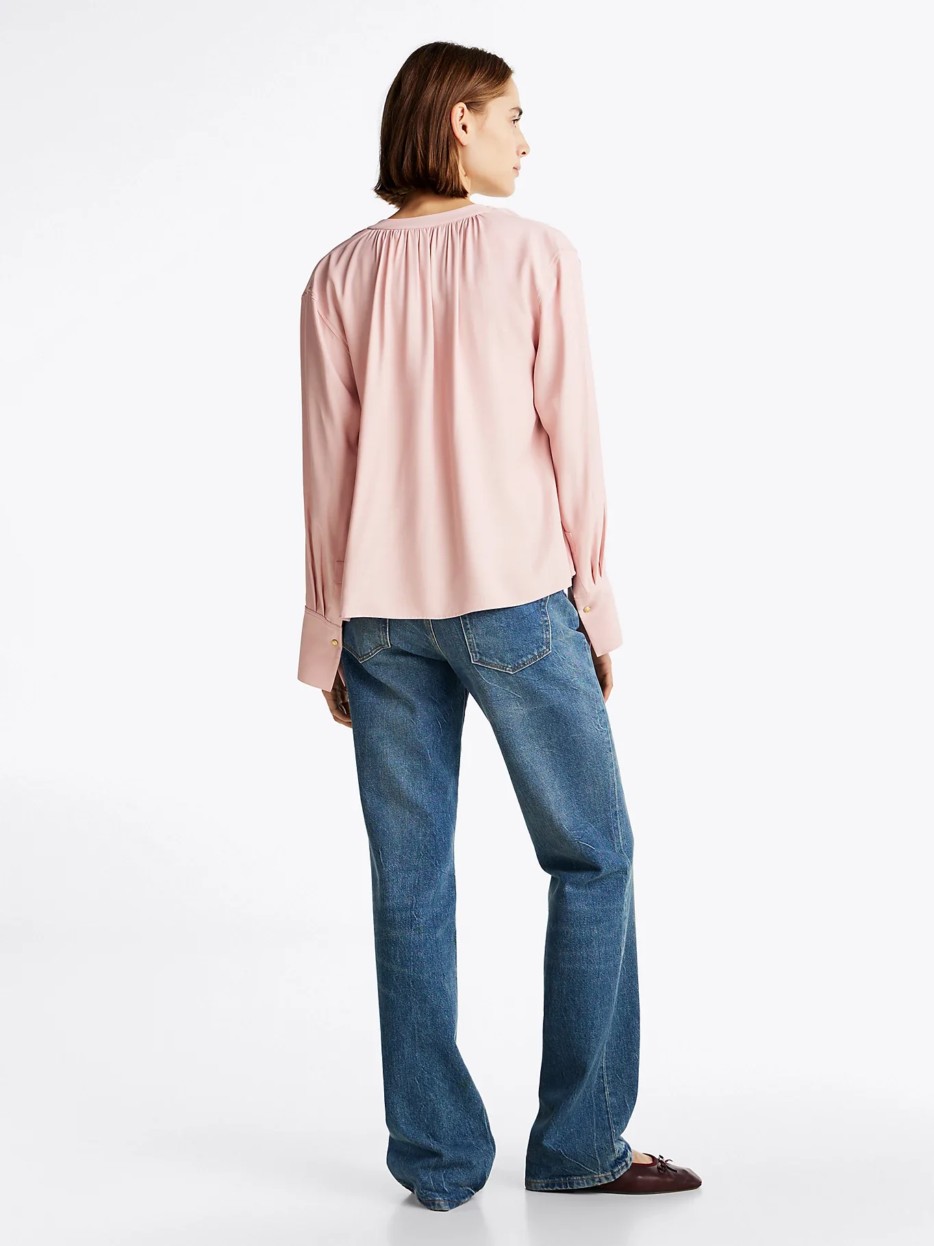 Tommy Hilfiger Naisten Pusero, SOFT VIS V NECK LS BLOUSE Vaaleanpunainen - Image 2