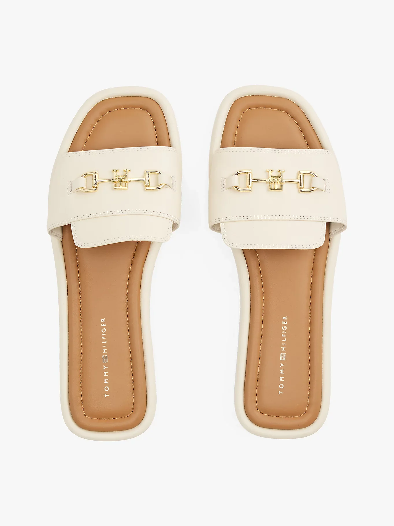 Tommy Hilfiger naisten sandaalit, LEATHER HORSEBIT MULE Luonnonvalkoinen - Image 3