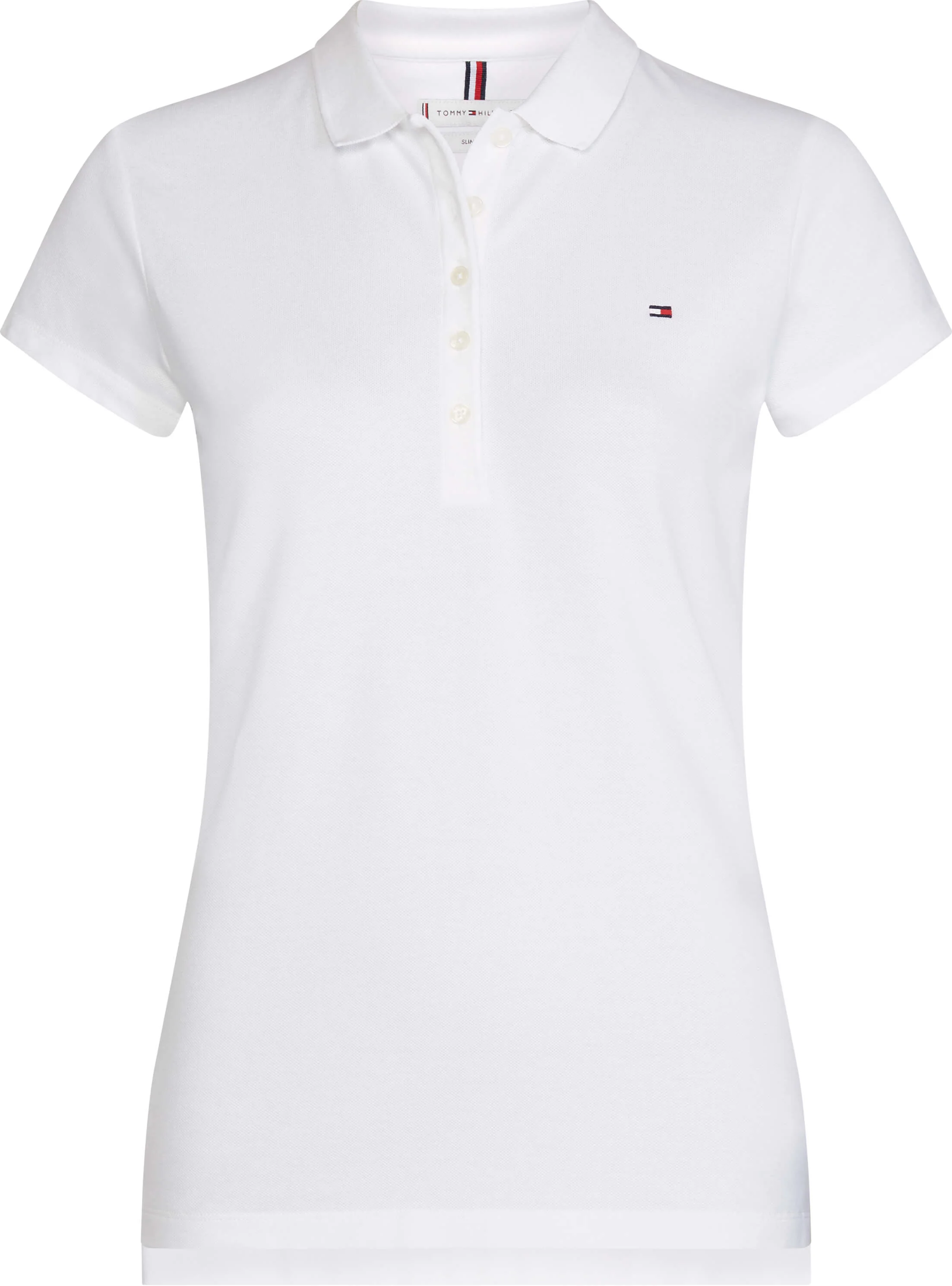 Tommy Hilfiger Naisten T-Paita, Heritage Short Sleeve Slim Polo Valkoinen