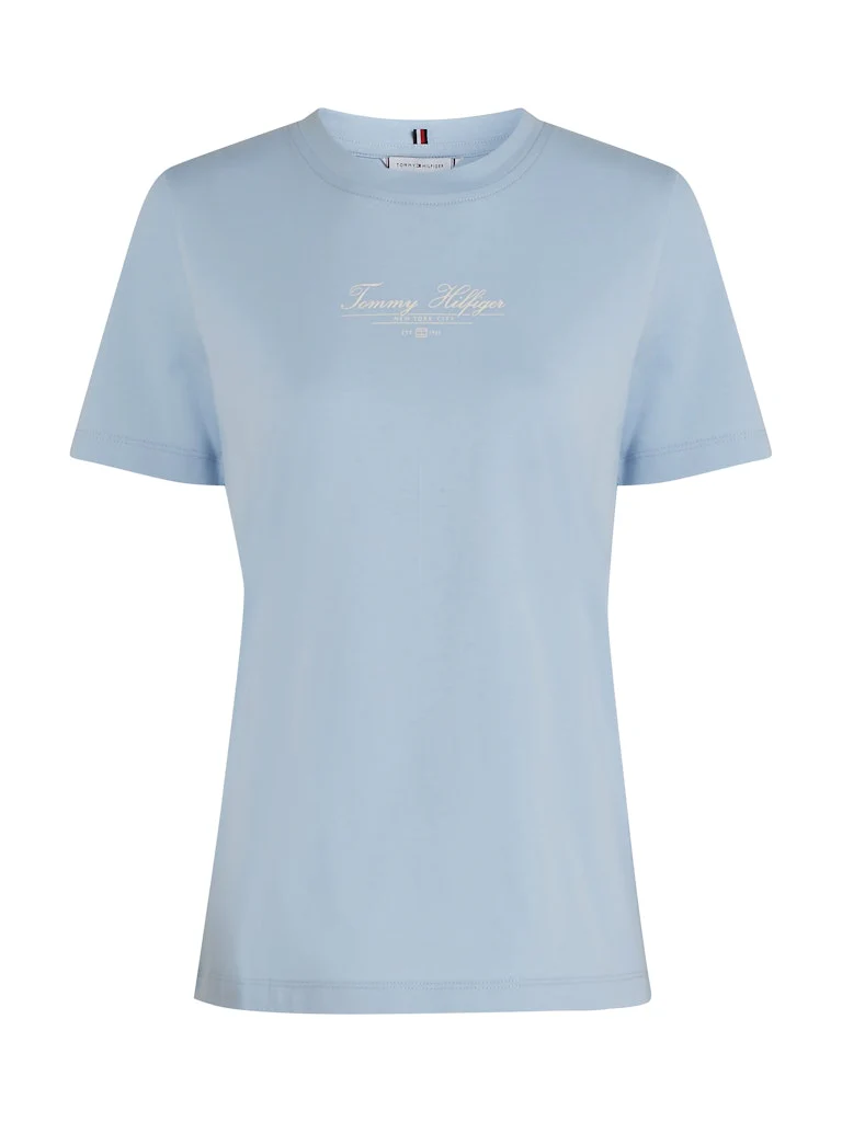 Tommy Hilfiger naisten t-paita, K-REG SCRIPT C-NK TEE SS Vaaleansininen - Image 5