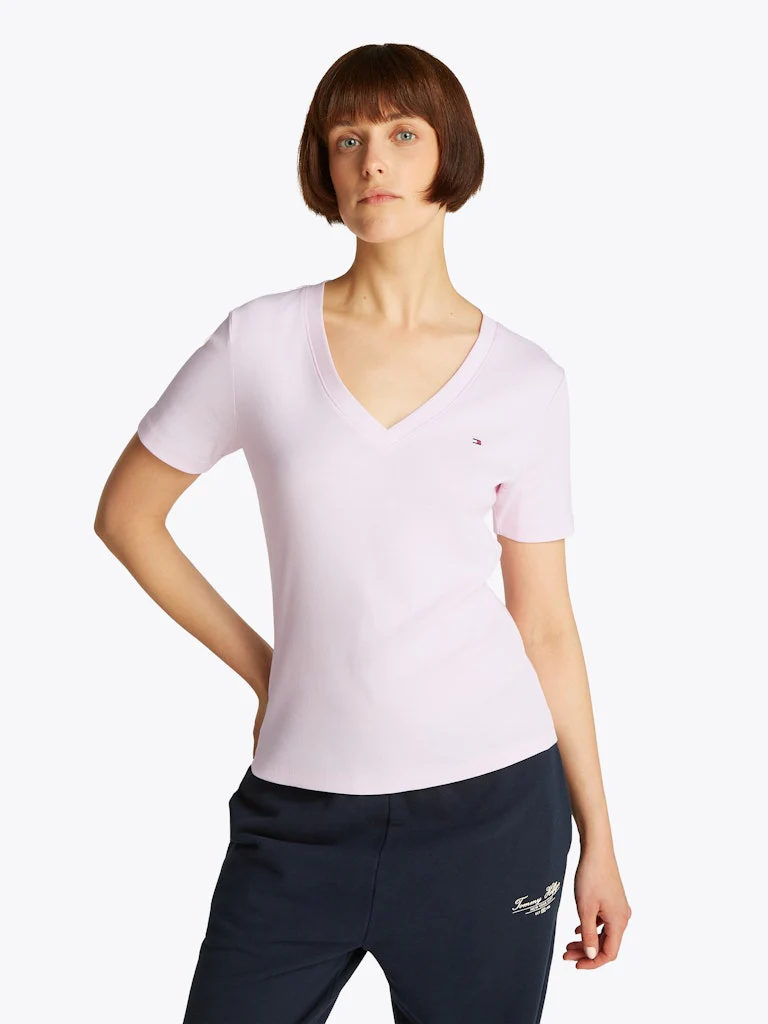Tommy Hilfiger naisten t-paita, SLIM CODY V-NK SS, C1O Vaaleanpunainen