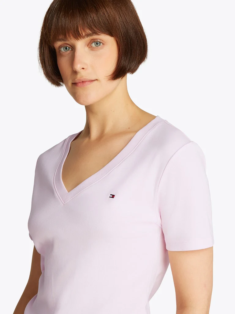 Tommy Hilfiger naisten t-paita, SLIM CODY V-NK SS, C1O Vaaleanpunainen - Image 4