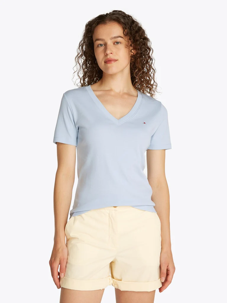 Tommy Hilfiger naisten t-paita, SLIM CODY V-NK SS, C1O Vaaleansininen