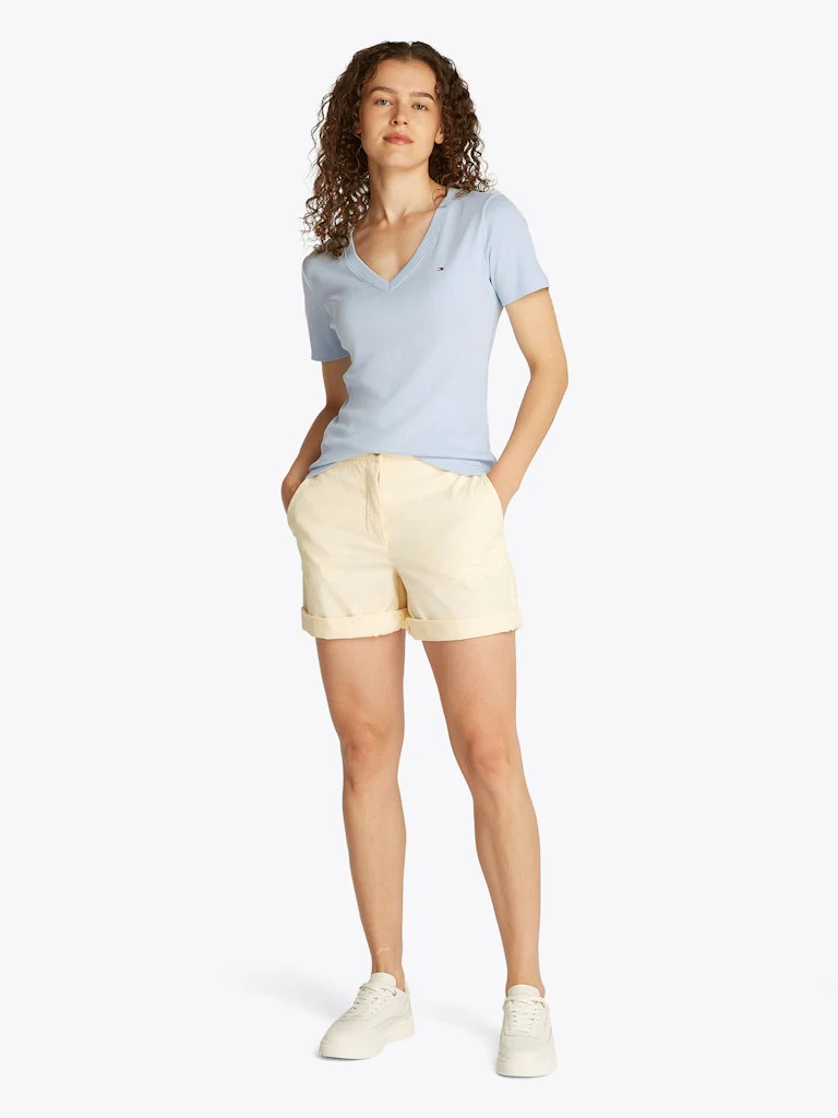 Tommy Hilfiger naisten t-paita, SLIM CODY V-NK SS, C1O Vaaleansininen - Image 2