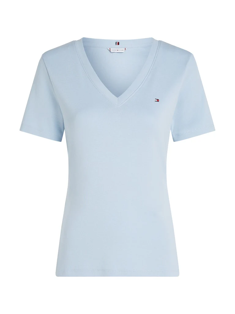 Tommy Hilfiger naisten t-paita, SLIM CODY V-NK SS, C1O Vaaleansininen - Image 5