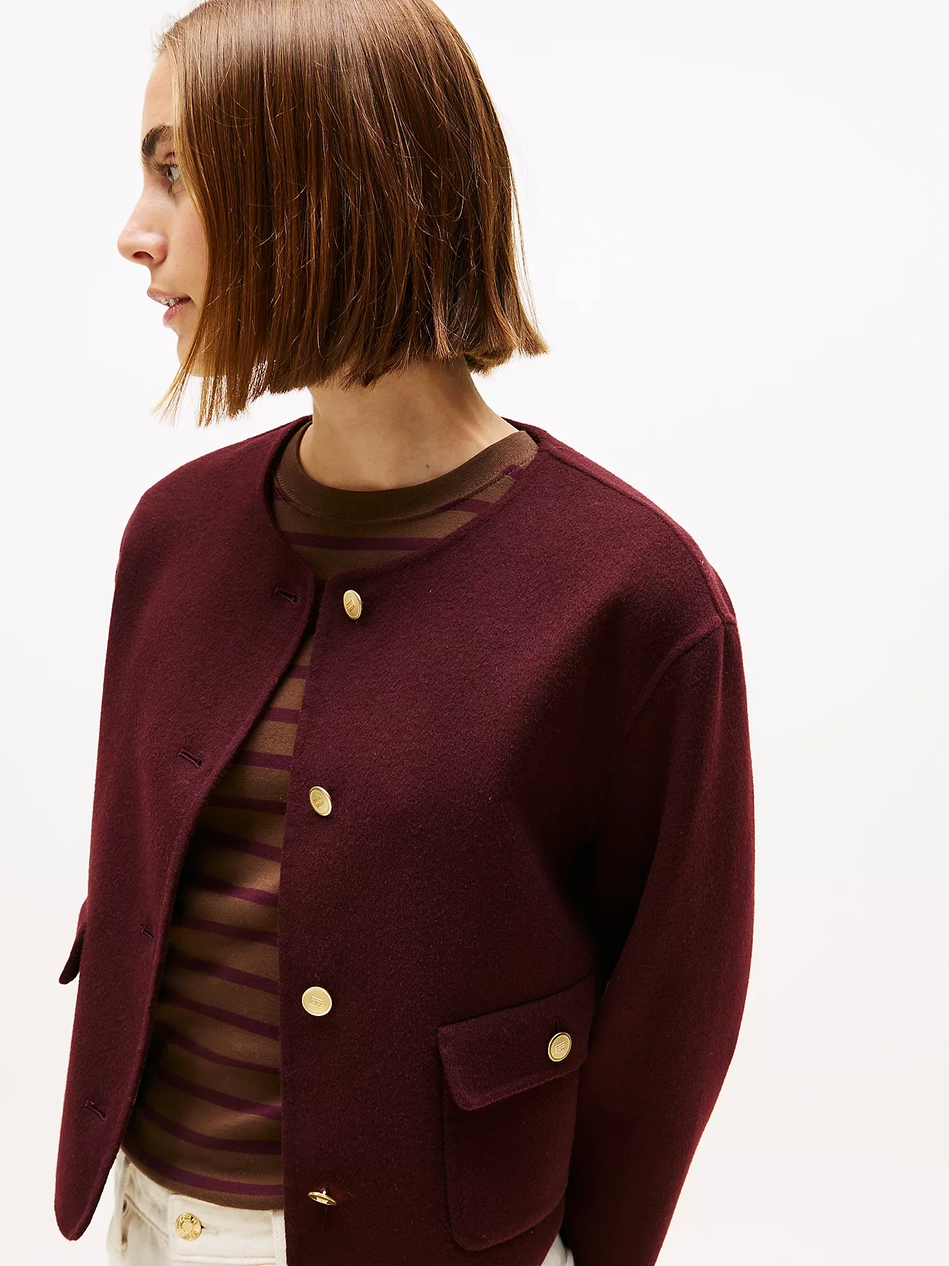 Tommy Hilfiger naisten takki, DF WOOL BLEND REG LADY JACKET Viininpunainen - Image 2