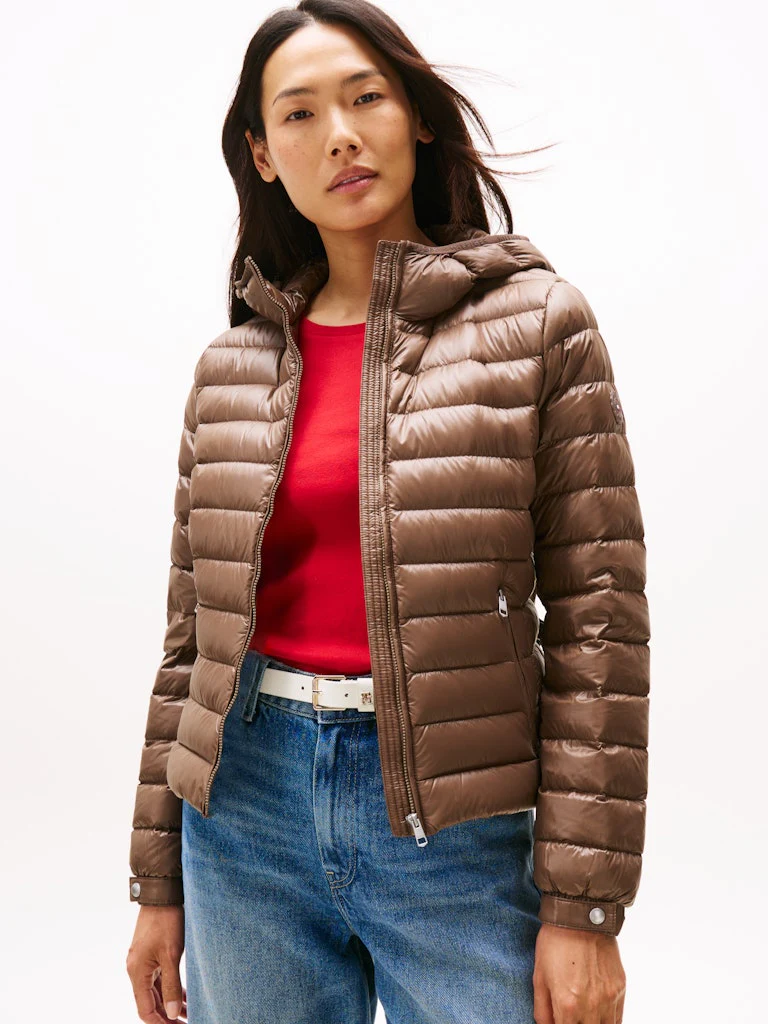 Tommy Hilfiger naisten takki, UL DOWN REG HOODED JACKET Tummanruskea