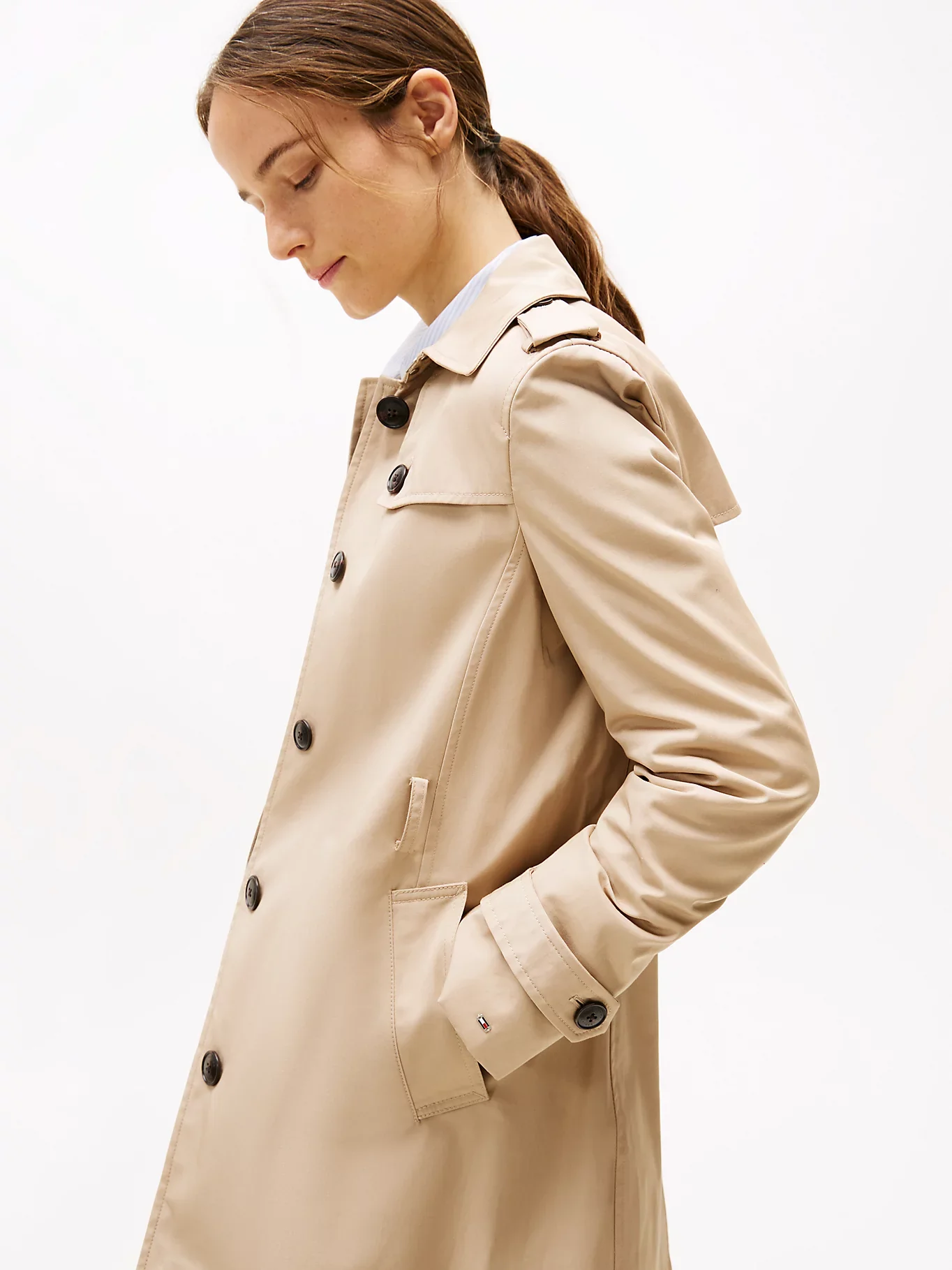 Tommy Hilfiger naisten trenssitakki, HERITAGE SINGLE BREASTED TRENCH Vaalea Beige - Image 3