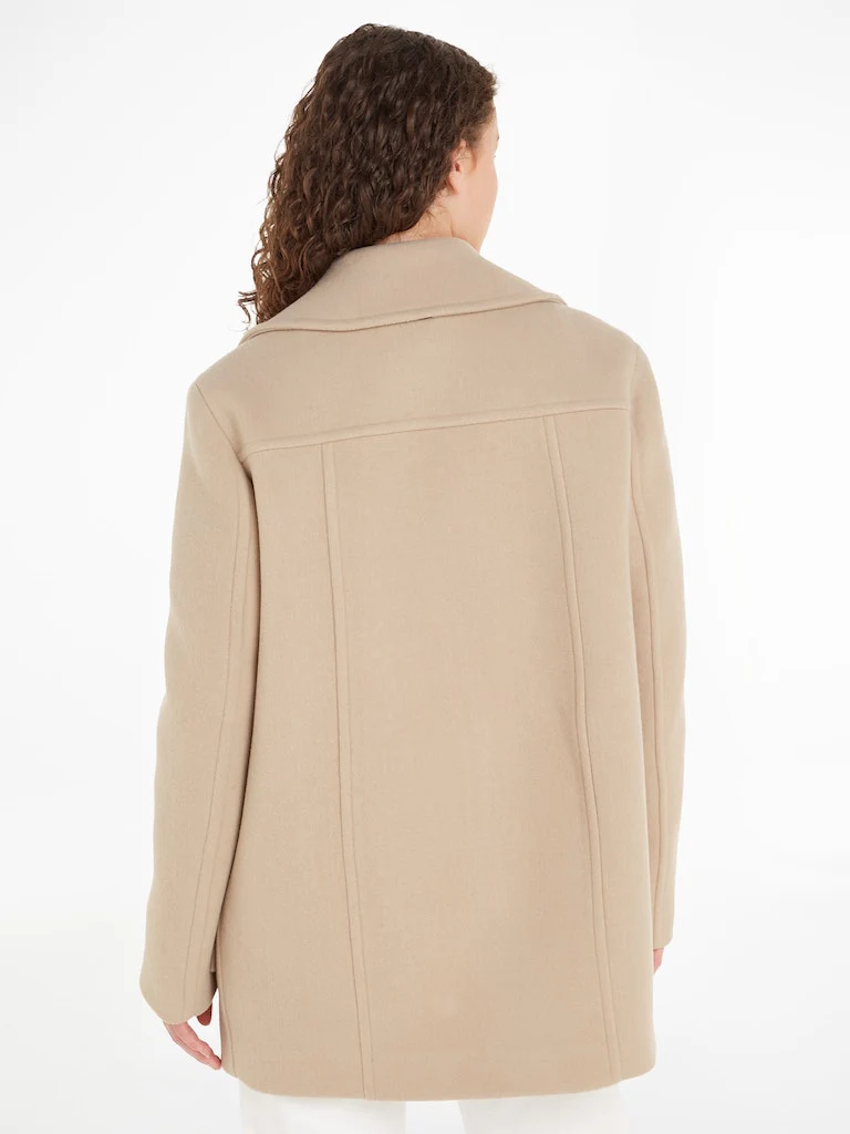 Tommy Hilfiger Naisten Villakangastakki, RELAXED WOOL BLEND PEACOAT Vaalea Beige - Image 2