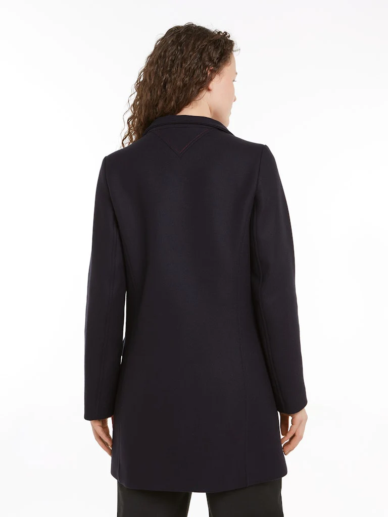 Tommy Hilfiger Naisten Villakangastakki, WOOL BLEND SLIM FUNNEL COAT Tummansininen - Image 2