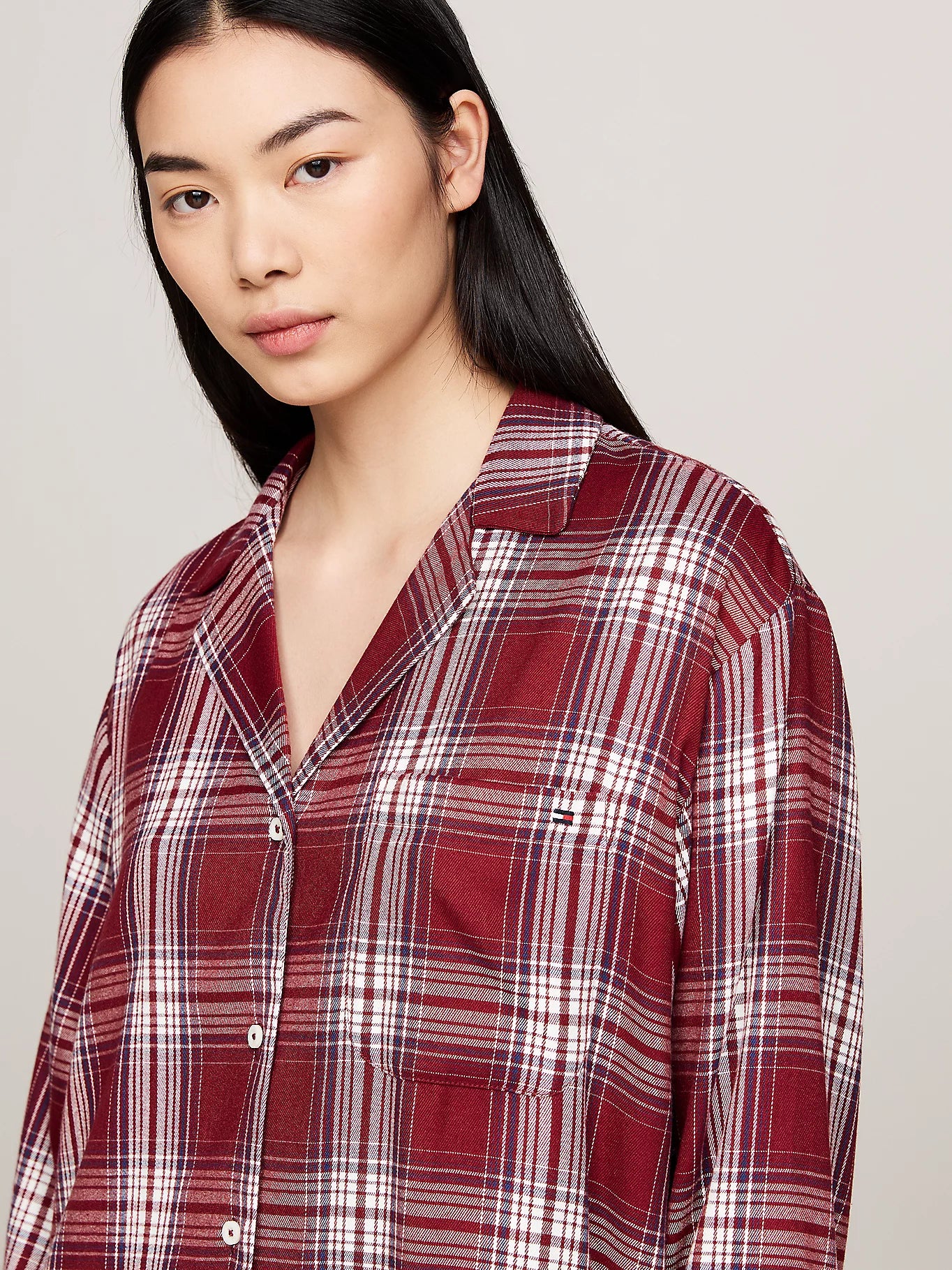 Tommy Hilfiger Naisten Yöpaita, TH SHIRT NIGHTDRESS FL Punainen Ruutu - Image 3