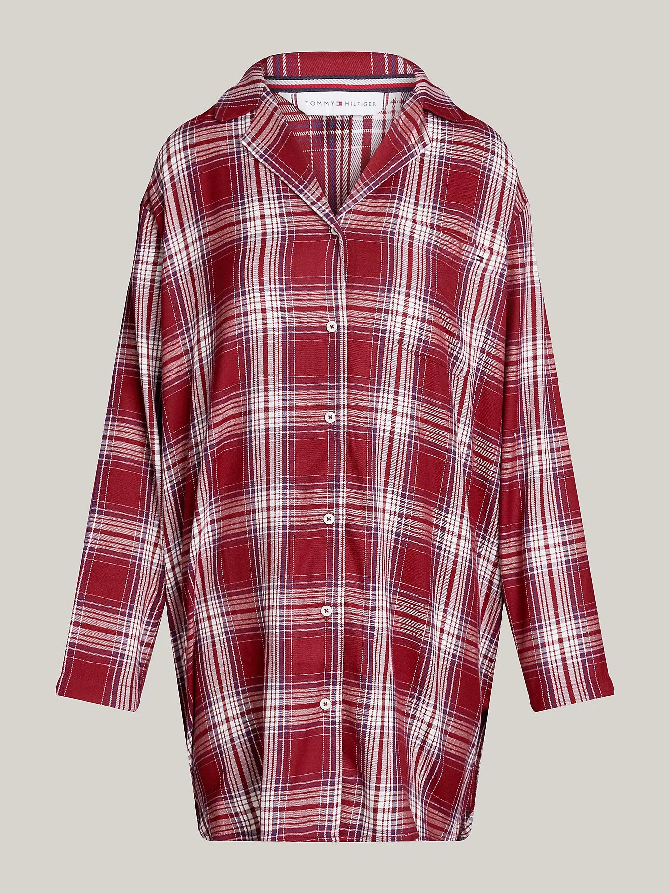 Tommy Hilfiger Naisten Yöpaita, TH SHIRT NIGHTDRESS FL Punainen Ruutu - Image 5