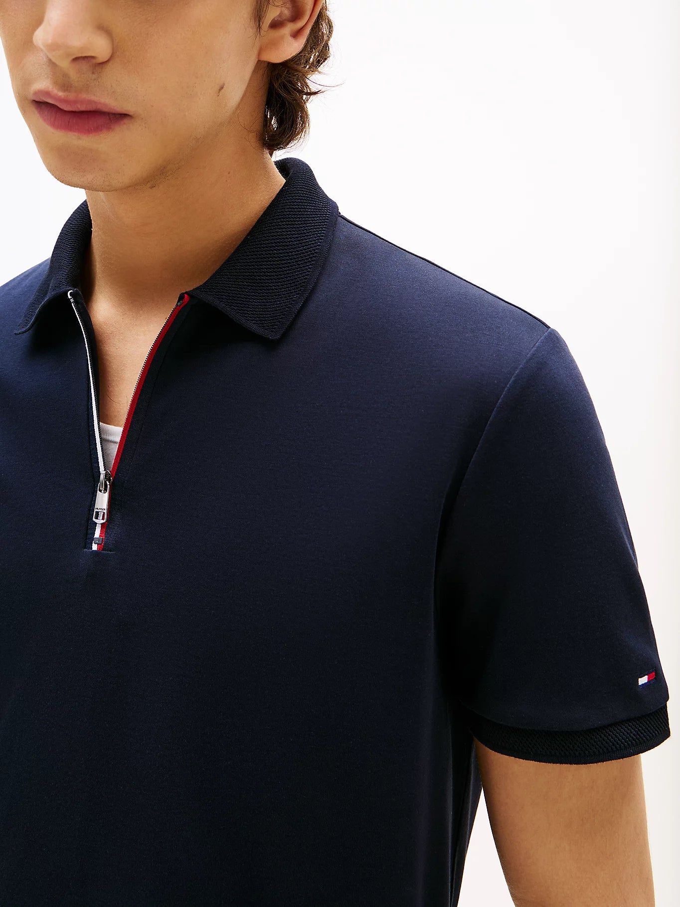 Tommy Hilfiger Regular Signature Zip Placket Polo Shirt Tummansininen - Image 2