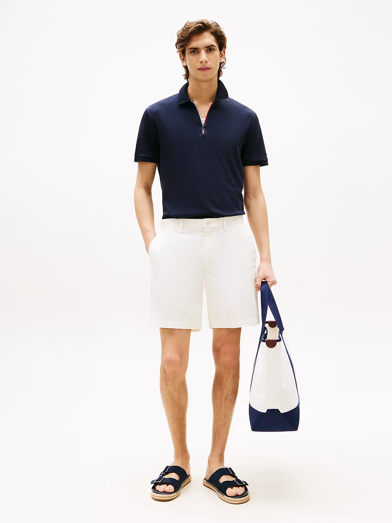 Tommy Hilfiger Regular Signature Zip Placket Polo Shirt Tummansininen - Image 3