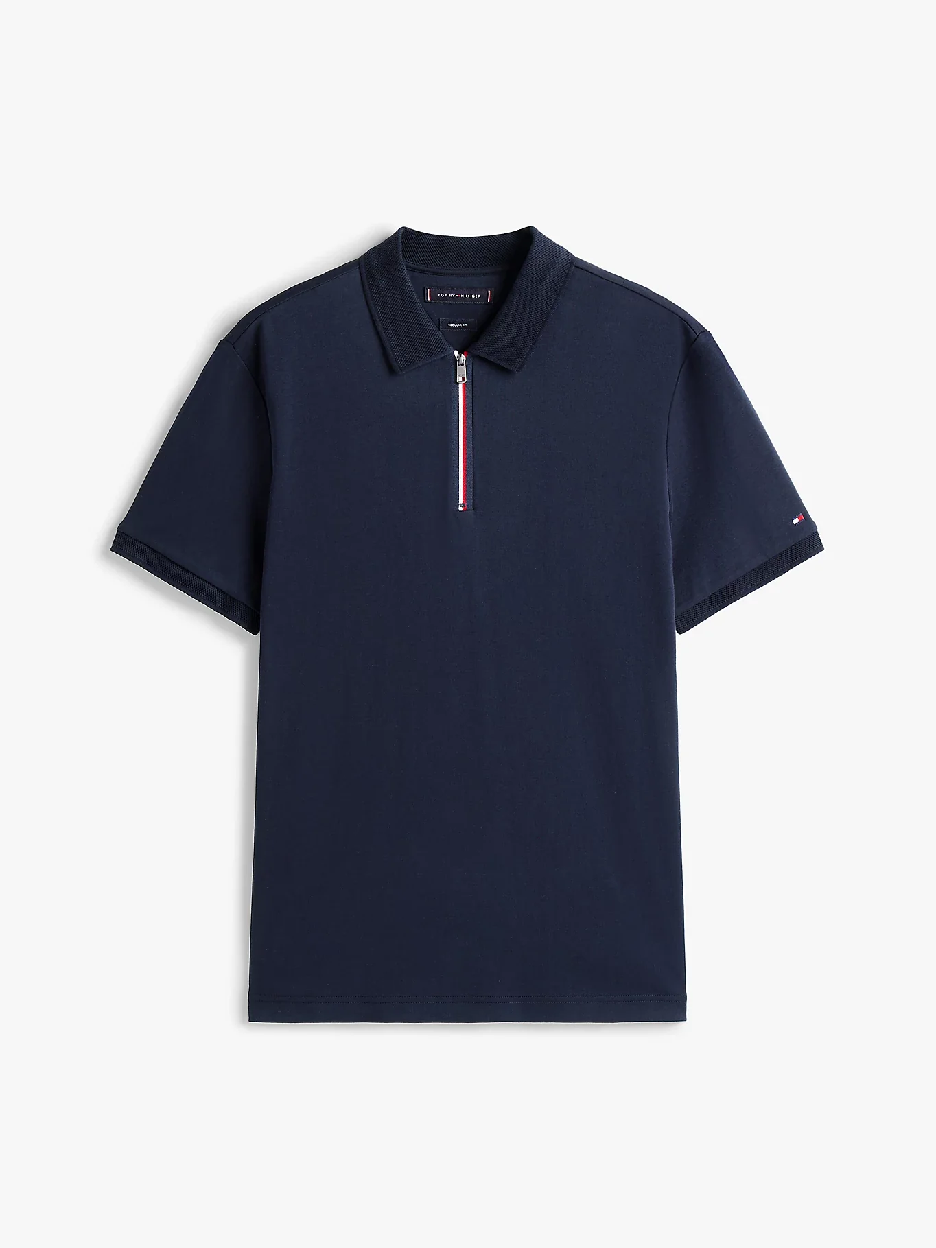 Tommy Hilfiger Regular Signature Zip Placket Polo Shirt Tummansininen - Image 5