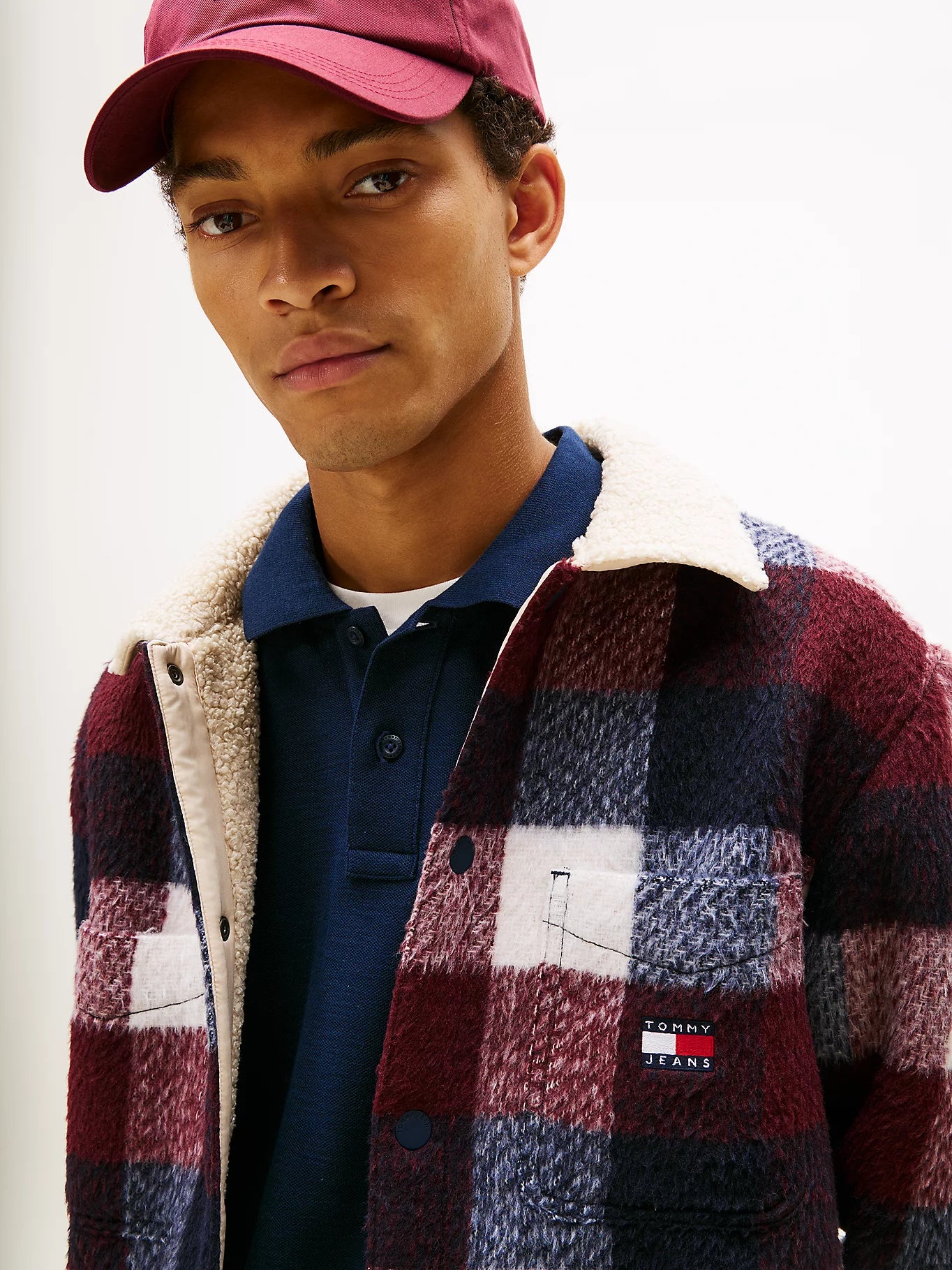 Tommy Jeans miesten flanellipaita, TJM CHECK TEDDY CLLR OVERSHIRT Sininen Ruutu - Image 2