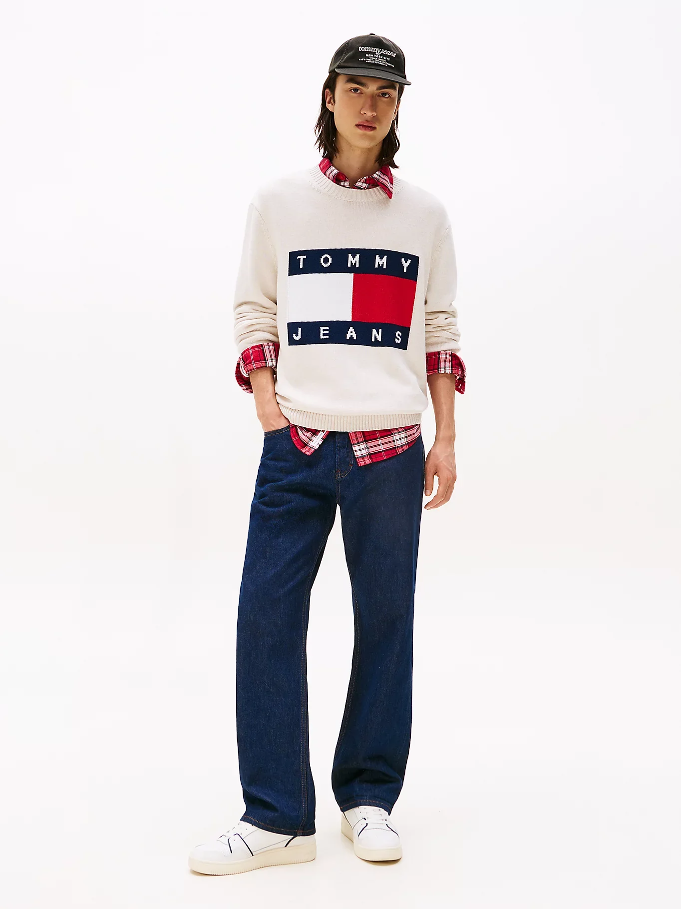 Tommy Jeans miesten neulepusero, TJM REG MELANGE FLAG SWEATER Beige - Image 3