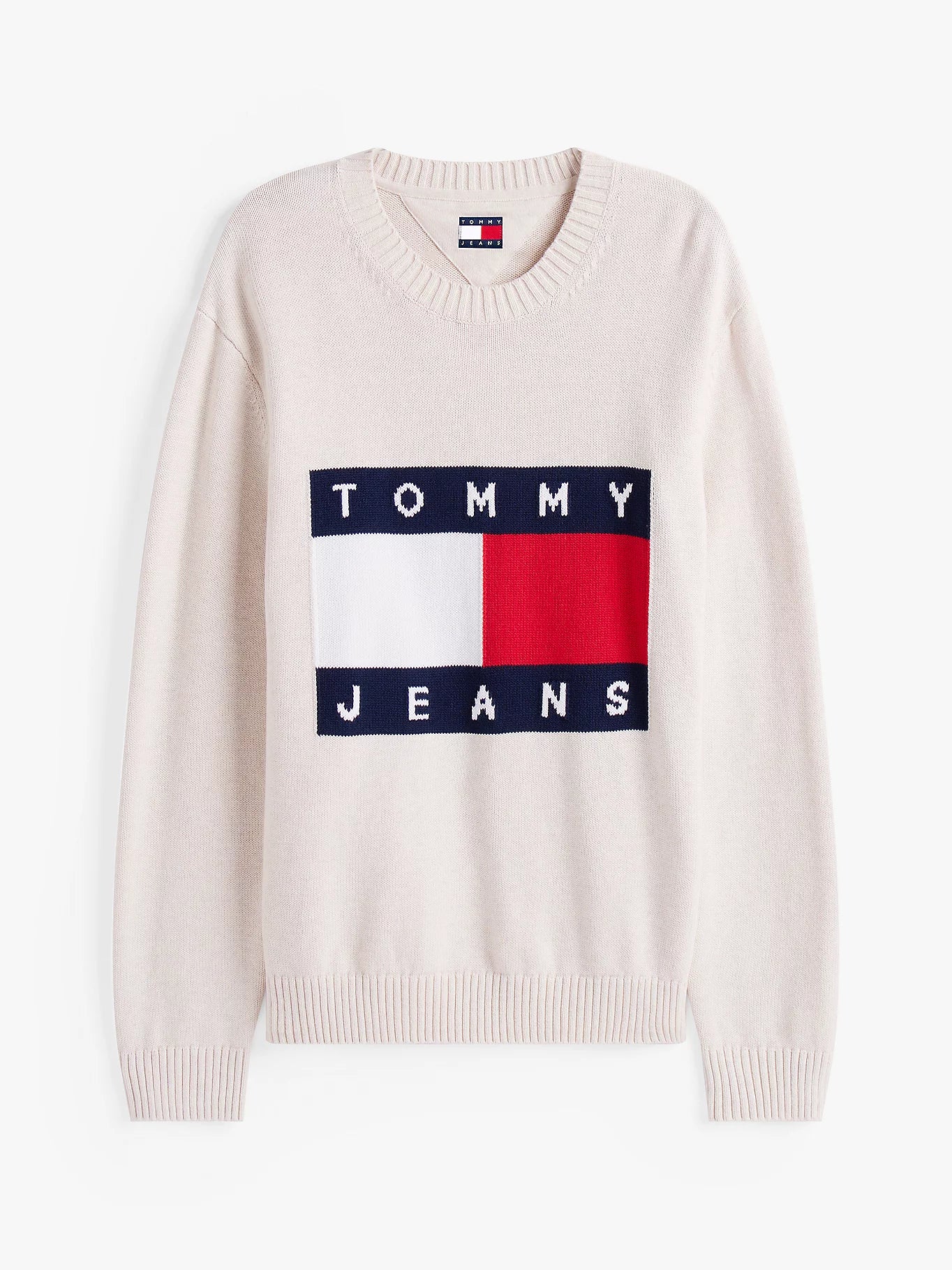 Tommy Jeans miesten neulepusero, TJM REG MELANGE FLAG SWEATER Beige - Image 5