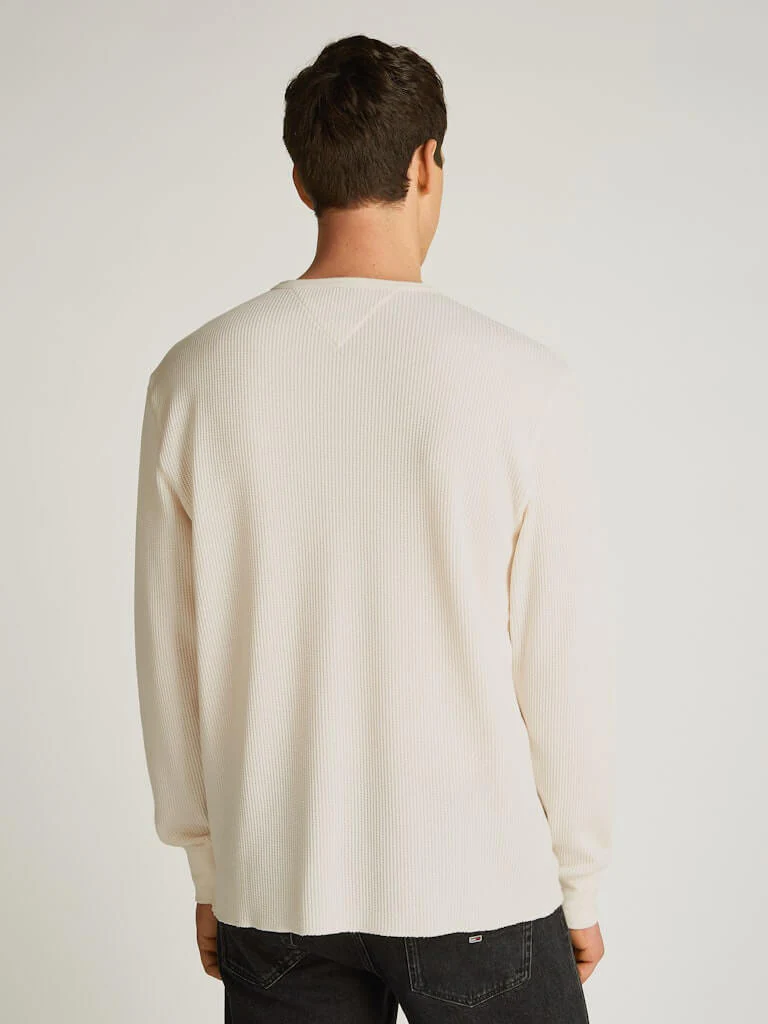 Tommy Jeans Miesten Paita, REG WAFFLE HENLEY TEE Luonnonvalkoinen - Image 2