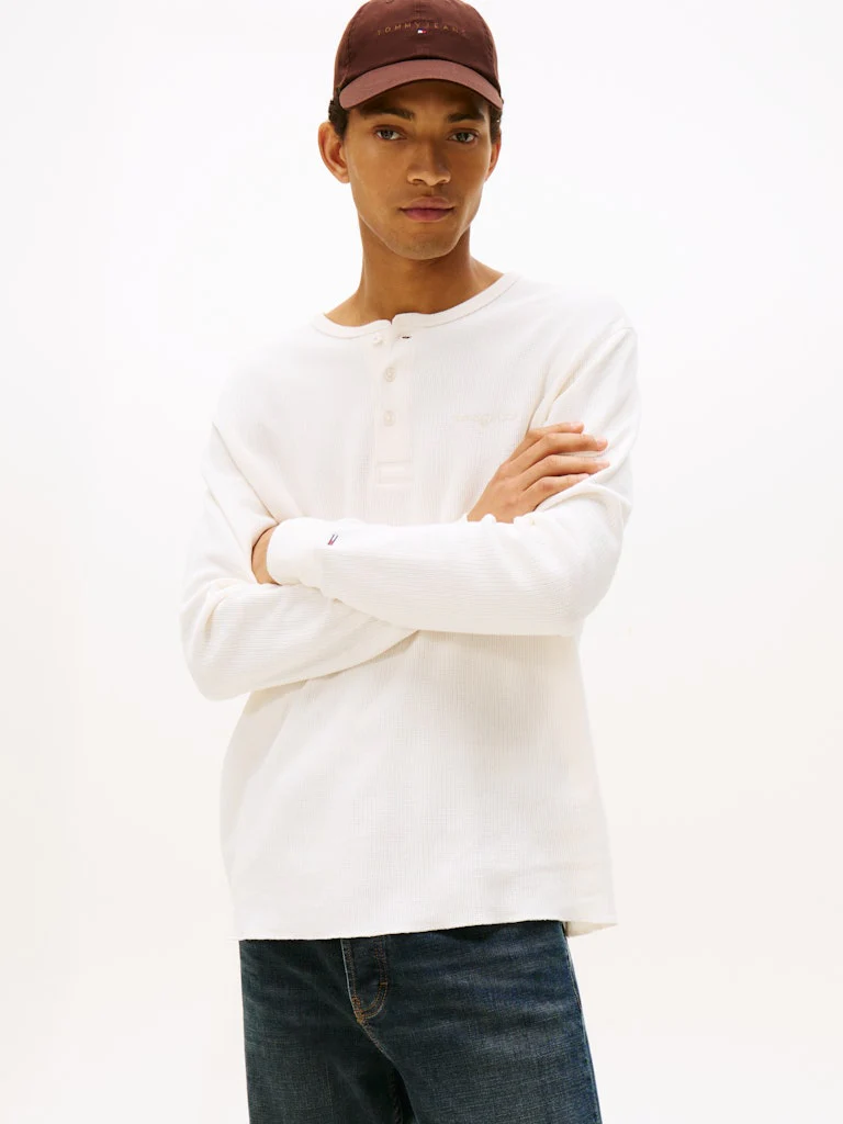 Tommy Jeans miesten paita, TJM SLIM WAFFLE SCRIPT HENLEY Kerma