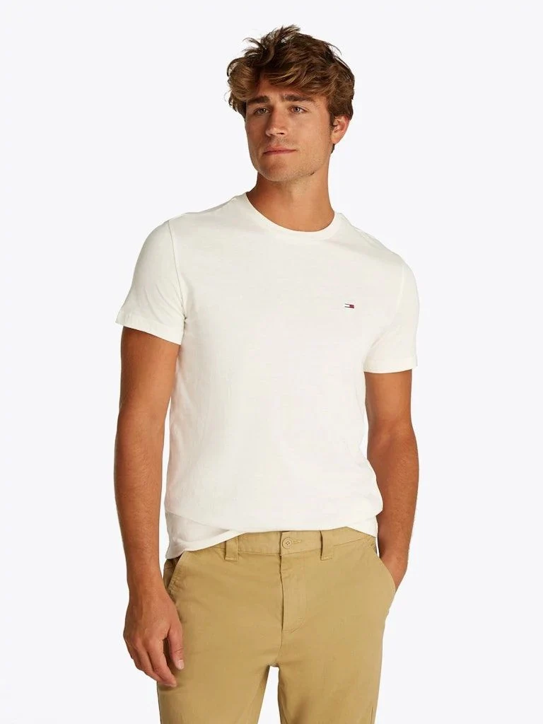 Tommy Jeans miesten t-paita, TJM XSLIM JERSEY TEE Luonnonvalkoinen