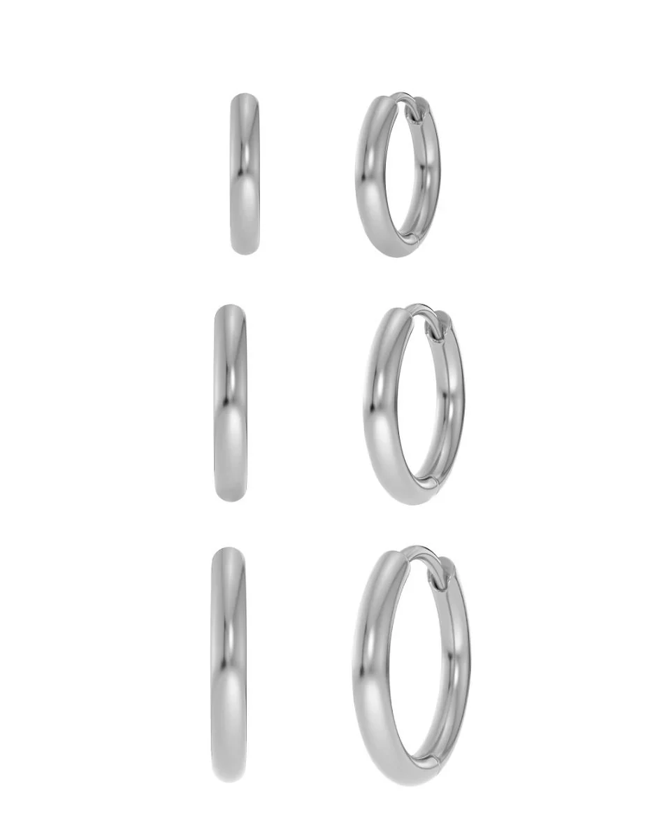 Edblad korvakorut Triple Pair Hoops Steel, Stainless steel