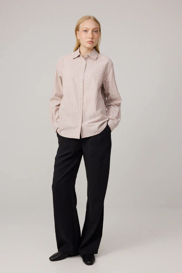 Makia naisten paitapusero Urpu Shirt, raidallinen beige - Image 4