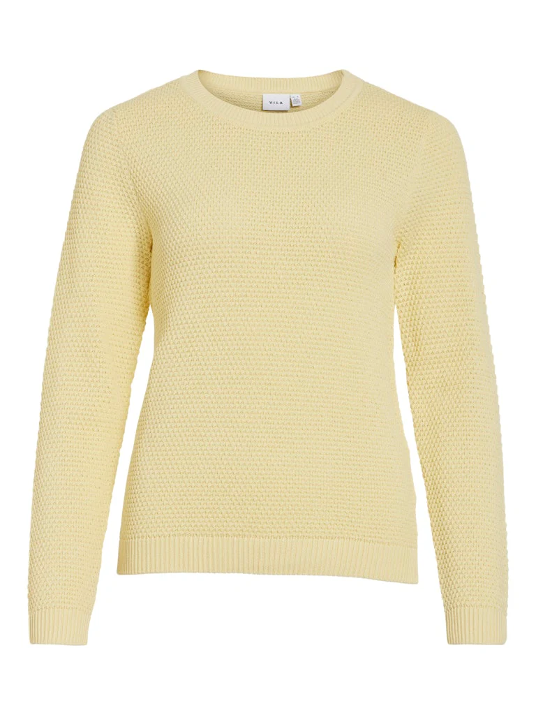 Vila naisten neulepaita VIDalo O-Neck L/S Knit Top-NOOS, Pastel Yellow - Image 2