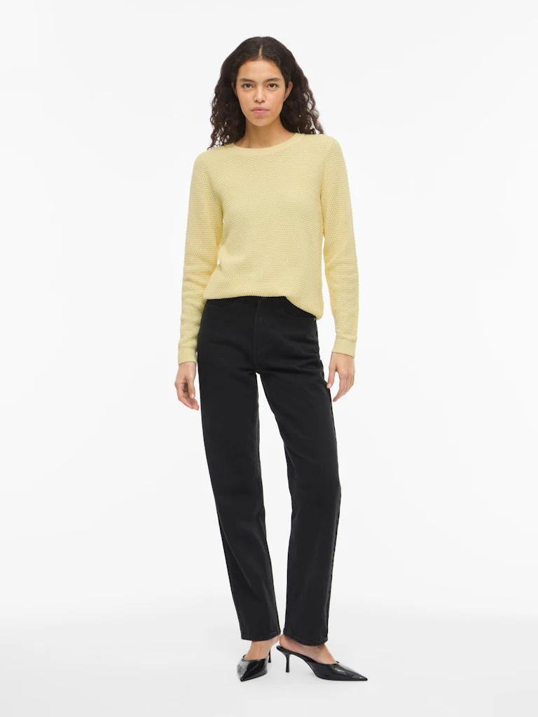 Vila naisten neulepaita VIDalo O-Neck L/S Knit Top-NOOS, Pastel Yellow - Image 4