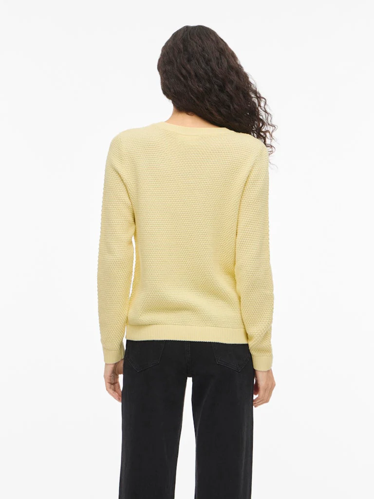 Vila naisten neulepaita VIDalo O-Neck L/S Knit Top-NOOS, Pastel Yellow - Image 5