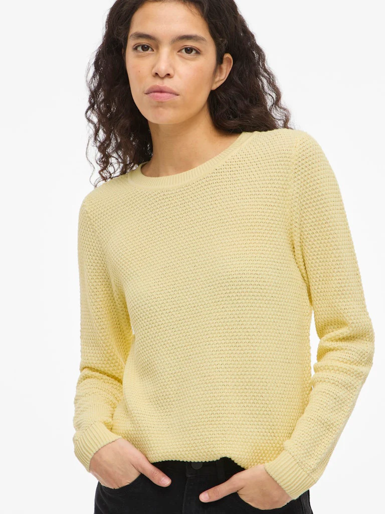 Vila naisten neulepaita VIDalo O-Neck L/S Knit Top-NOOS, Pastel Yellow - Image 6