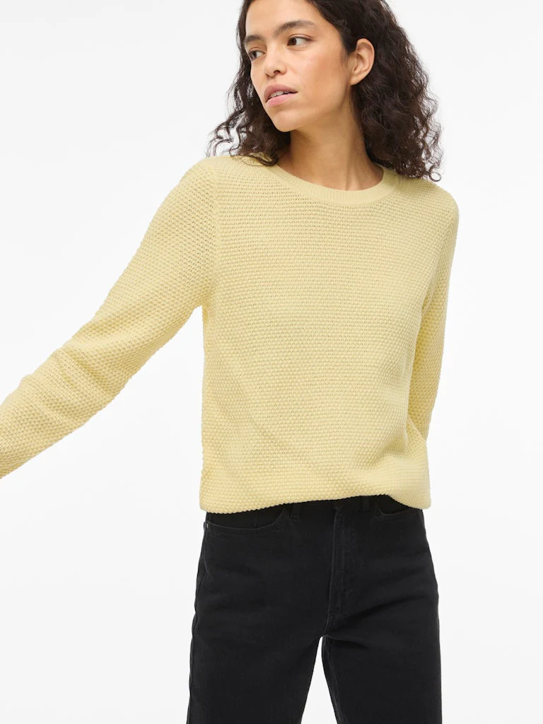 Vila naisten neulepaita VIDalo O-Neck L/S Knit Top-NOOS, Pastel Yellow - Image 7