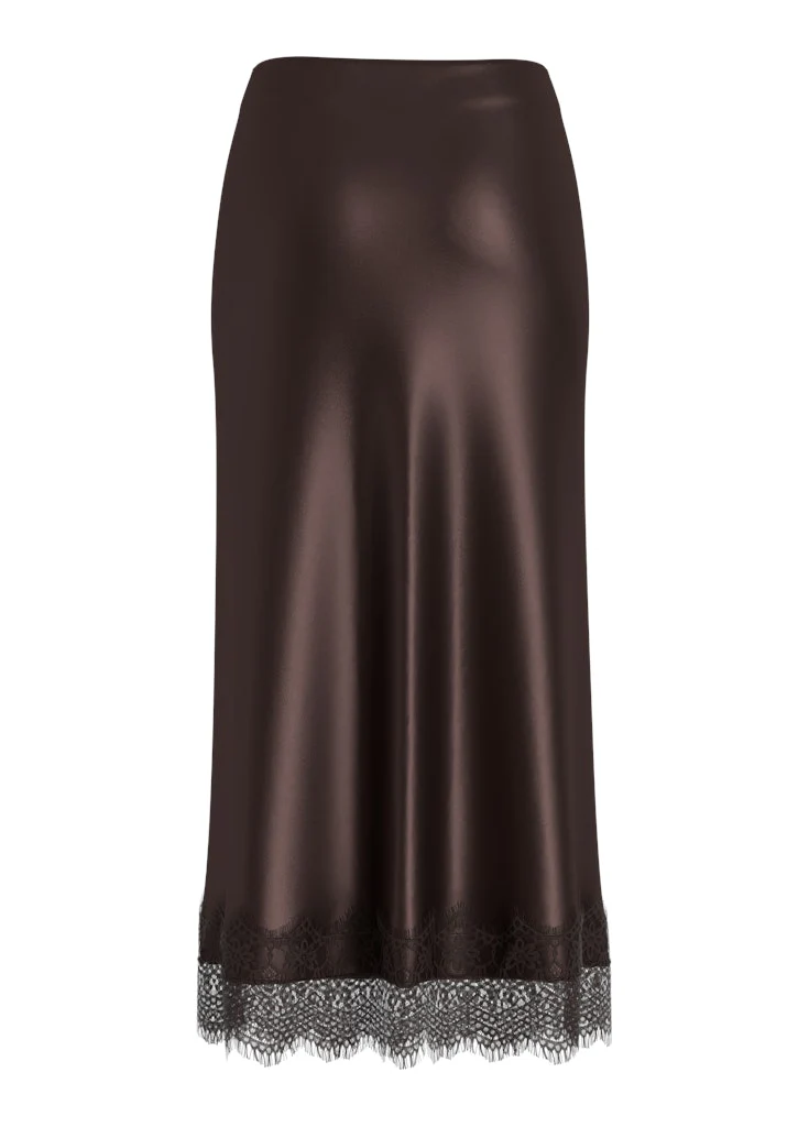 Vila naisten maxihame VIELLETTE HW ANKLE LACE SKIRT NOOS, Coffee Bean - Image 2