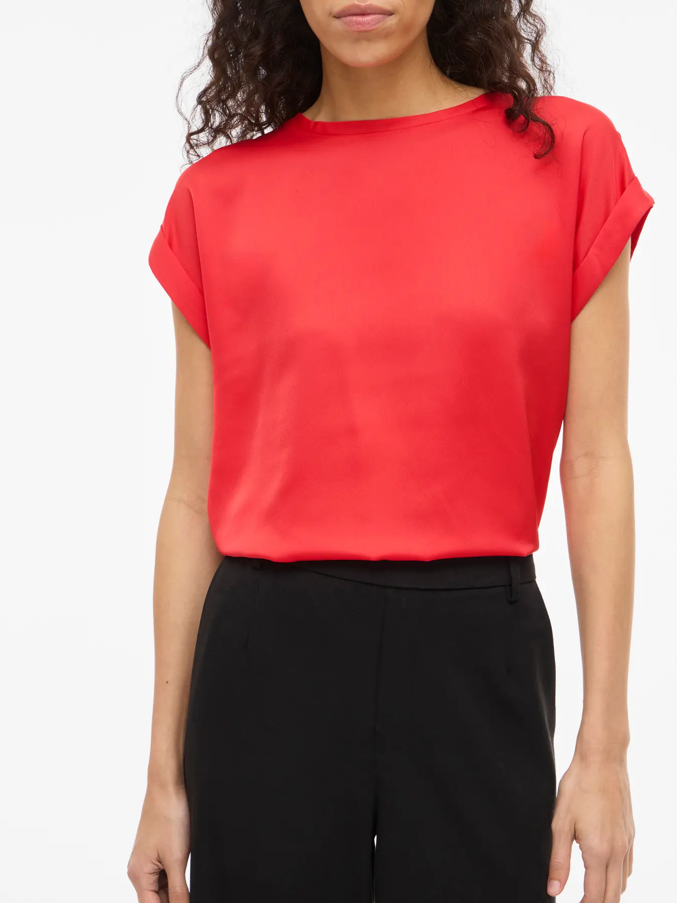 Vila naisten paita Viellette S/S Satin Top, Hibiscus - Image 7