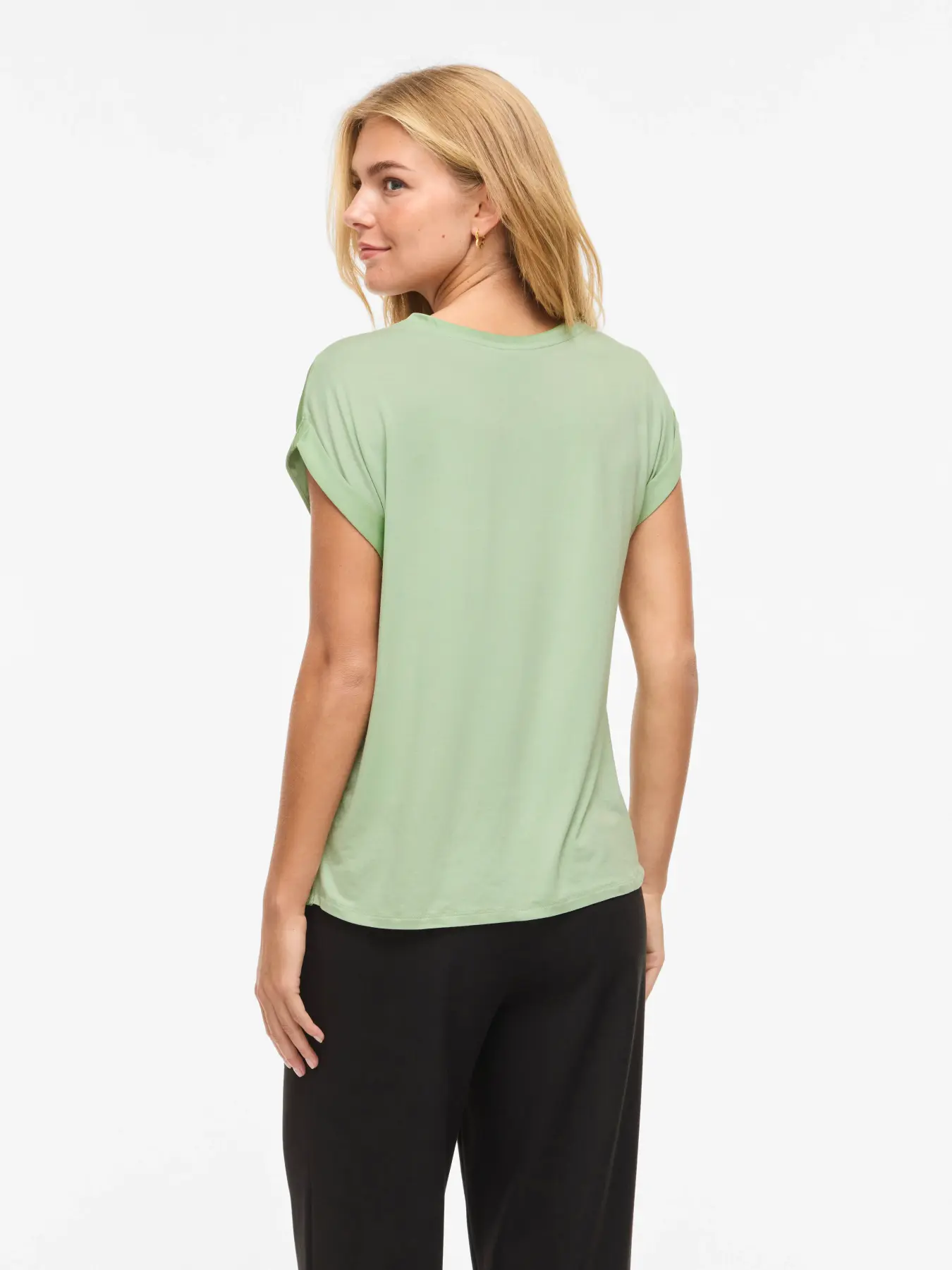 Vila naisten paita Viellette S/S Satin Top, Smoke Green - Image 4