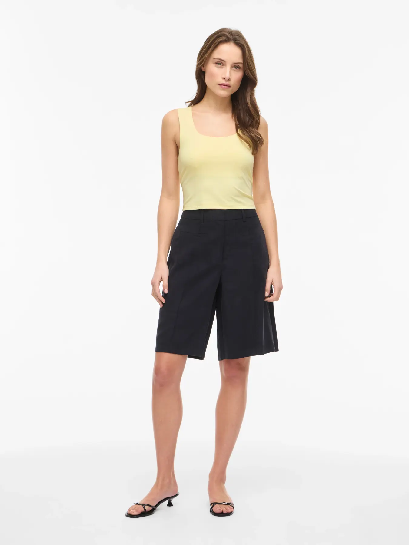 Vila naisten toppi VIKenza U-Neck S/L Crop Tank Top, Pastel Yellow - Image 5