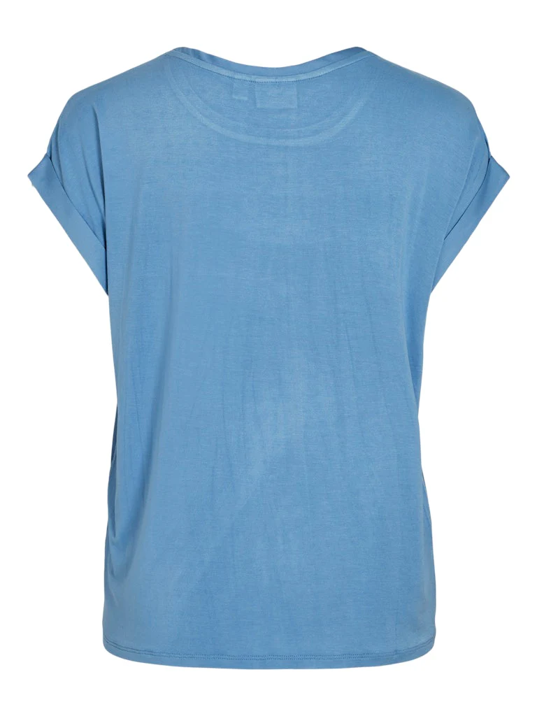 Vila lyhythihainen toppi, VIELLETTE S/S SATIN TOP Blissful Blue - Image 4