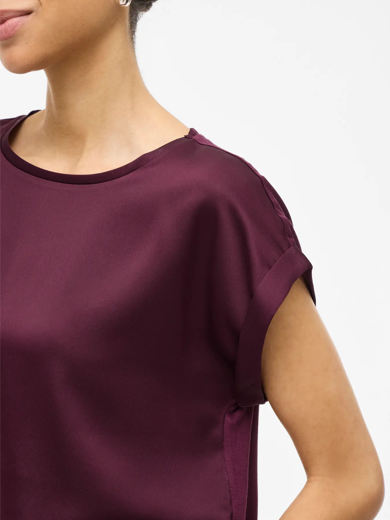 Vila lyhythihainen toppi, VIELLETTE S/S SATIN TOP Fig - Image 5