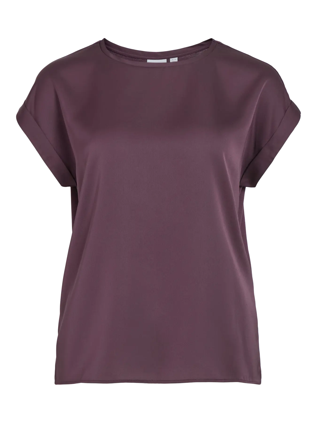 Vila lyhythihainen toppi, VIELLETTE S/S SATIN TOP Plum Perfect - Image 3