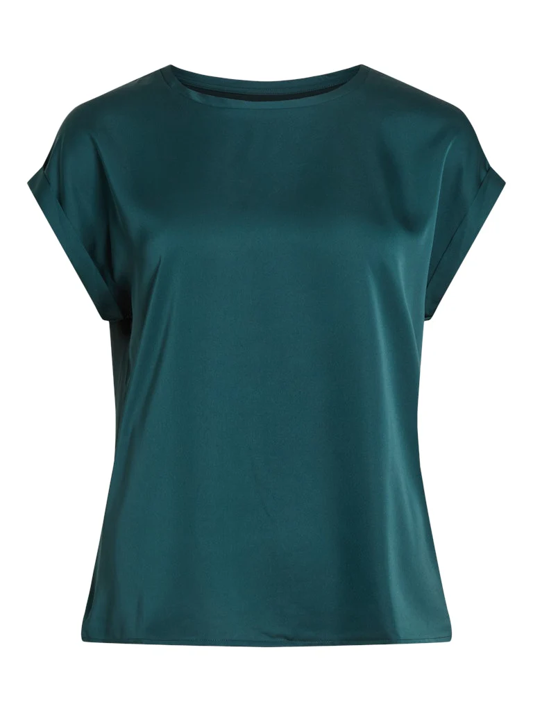 Vila lyhythihainen toppi, VIELLETTE S/S SATIN TOP Ponderosa Pine - Image 3