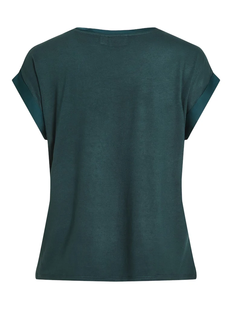 Vila lyhythihainen toppi, VIELLETTE S/S SATIN TOP Ponderosa Pine - Image 4