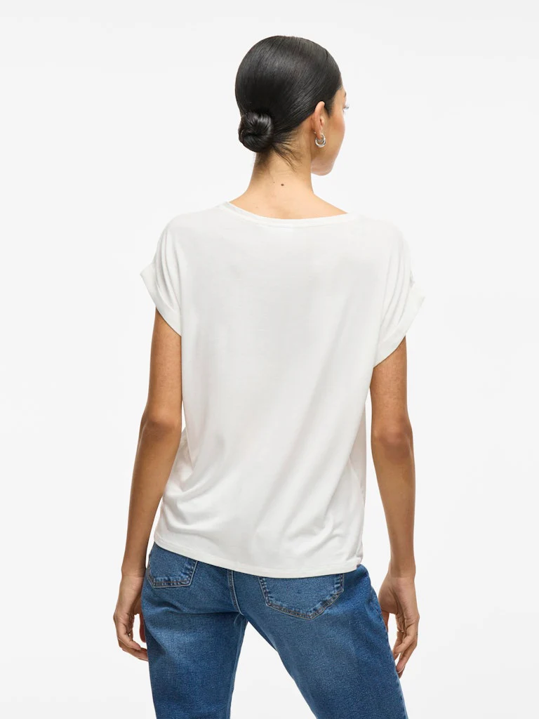 Vila lyhythihainen toppi, VIELLETTE S/S SATIN TOP Snow White - Image 2