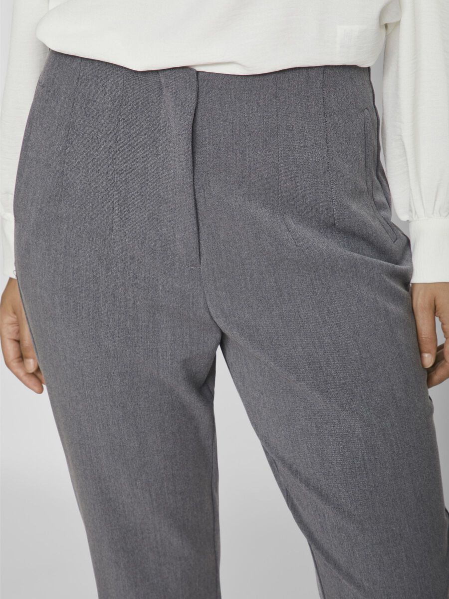 Vila Naisten Housut, VIVARONE HW PANTS-NOOS Tummanharmaa - Image 3