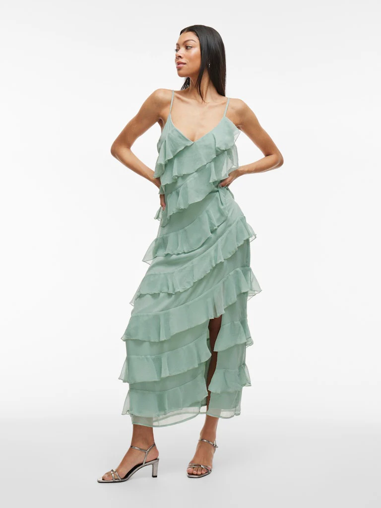 Vila naisten mekko, VILUNA STRAP DRESS Green Milieu - Image 3