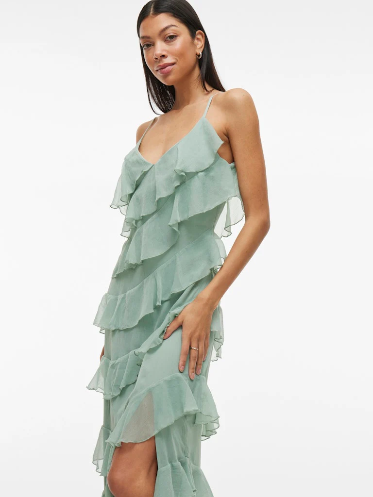 Vila naisten mekko, VILUNA STRAP DRESS Green Milieu - Image 5