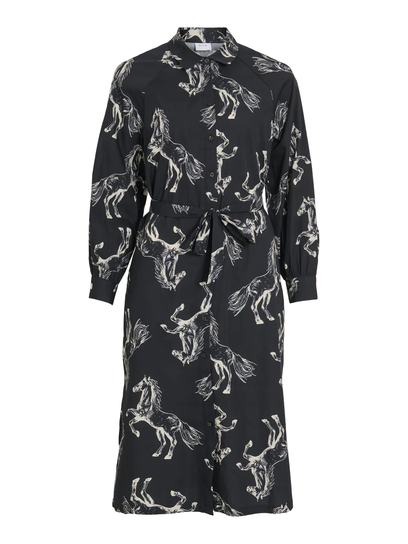 Vila naisten mekko, VINADIVA CHE L/S MID SHIRT DRESS Black Beauty