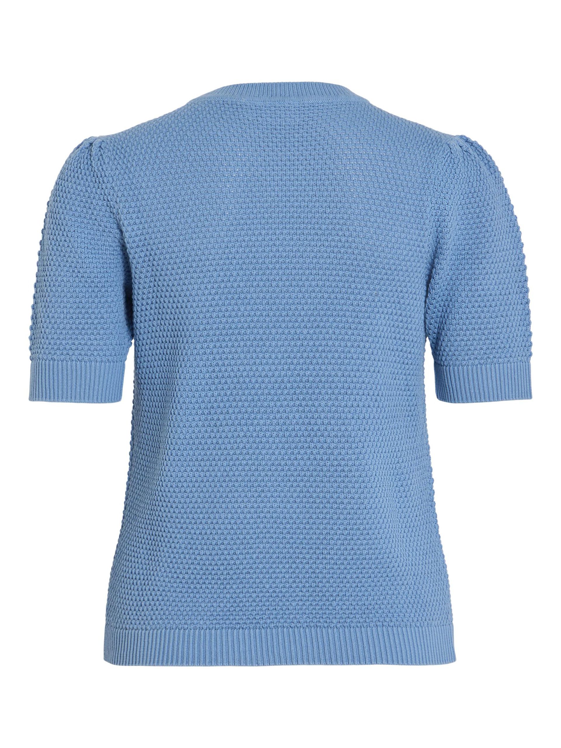 Vila naisten neulepusero, VIDALO O-NECK S/S KNIT TOP Vaaleansininen - Image 4